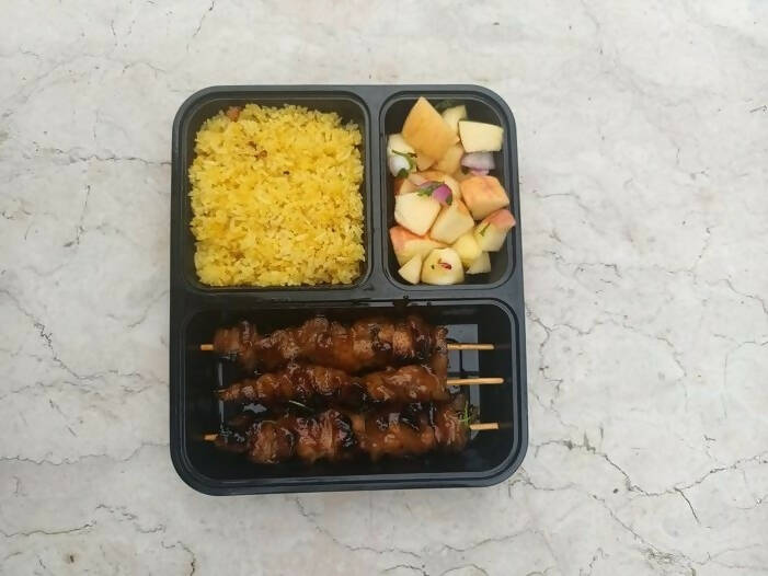 Pork Sate with Java Rice and Salad